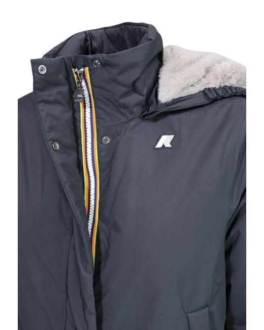 K-Way Blue Long-Sleeve Hooded Padded Jacket