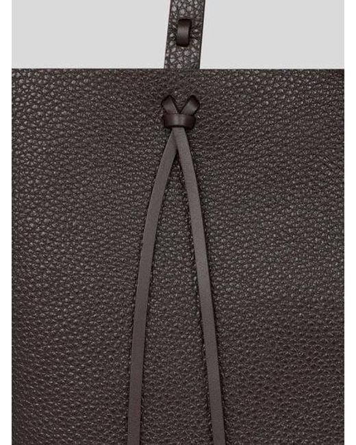 Etro Black Essential Medium Leather Tote Bag With Threading