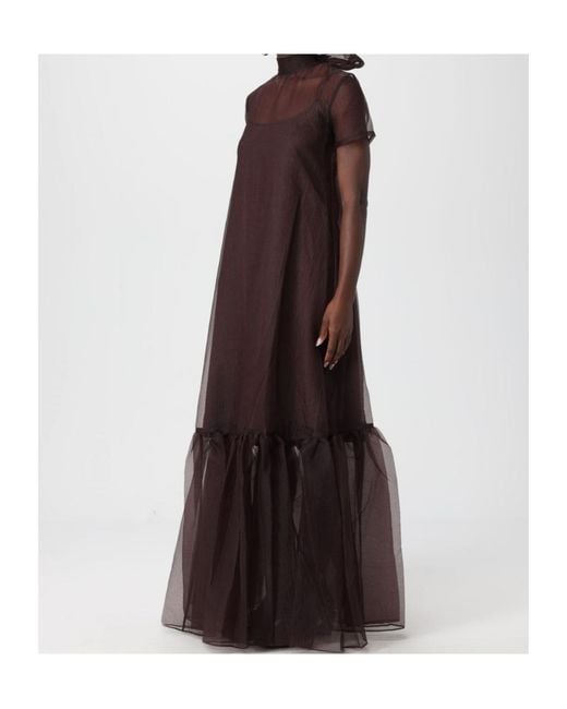 Staud Brown Semi-Sheer Dress