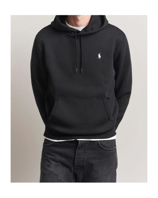 Polo Ralph Lauren Black Logo Embroidered Drawstring Hoodie for men