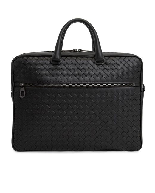 Bottega Veneta Black Intreciato Hand-Knitted Shoulder Bag for men