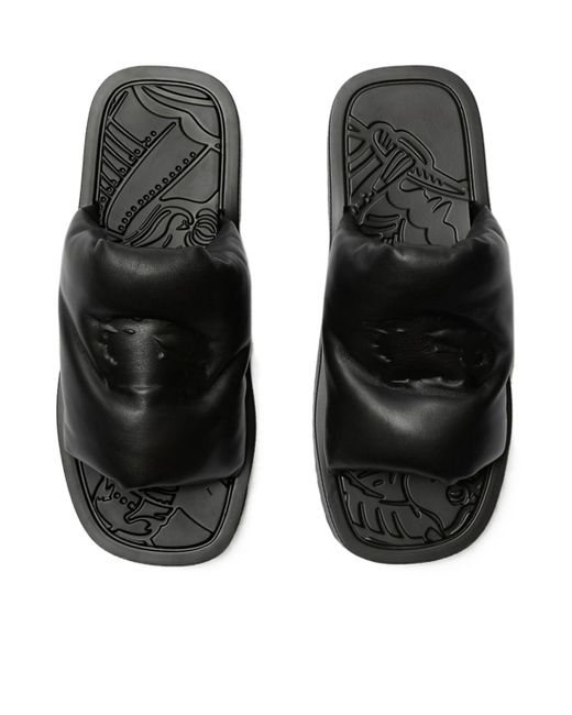 Burberry Black Ekd Slab Leather Slides for men