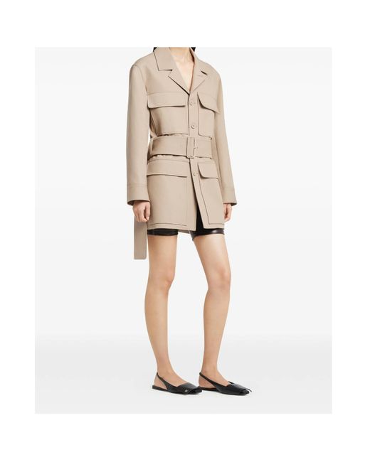 Courreges Natural Courrèges Utility Belted Coat for men