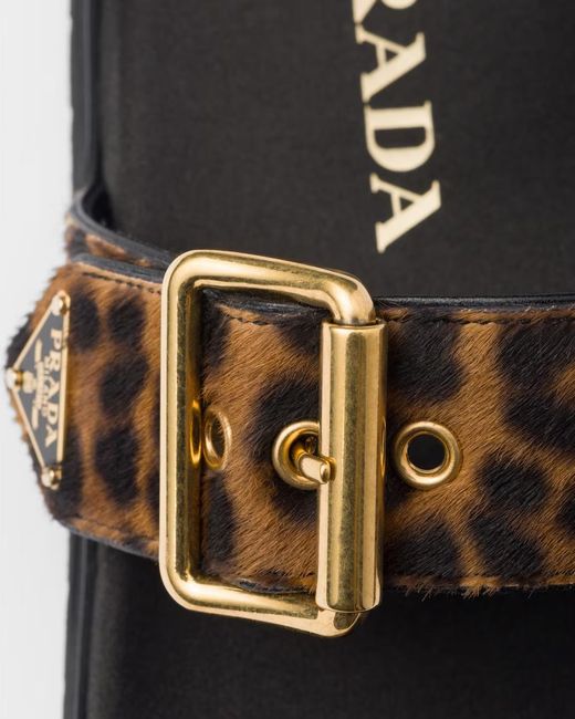 Prada Brown Animal Print Buckled Sandals
