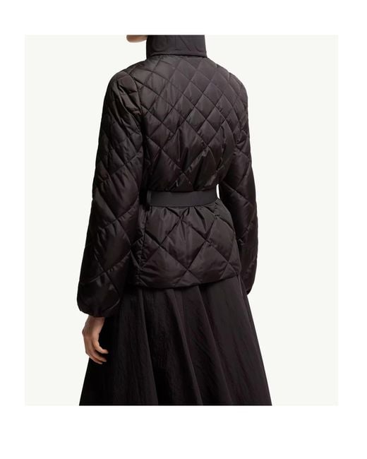 Moncler Black Balsamine Geometric-Quilted Short Down Jacket