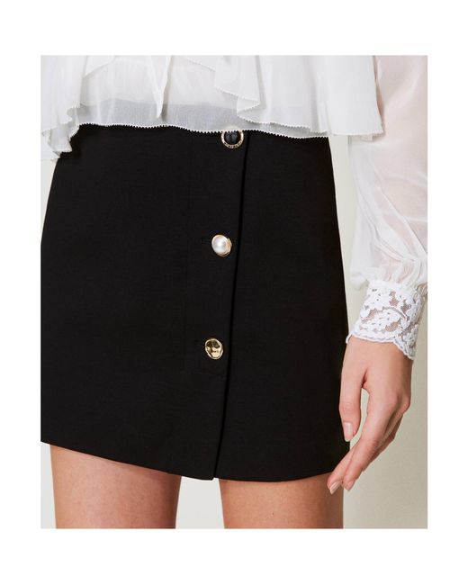 Twinset Black Logo Plaque Mini Skirt