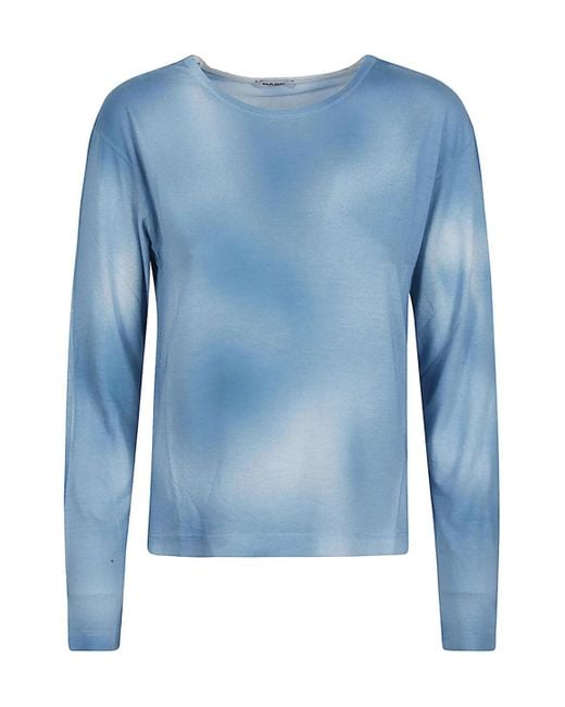 Baserange Blue Plain Jersey Long-Sleeved T-Shirt