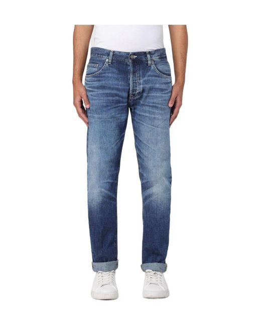 Dondup Blue Belt Ring Denim Trousers for men