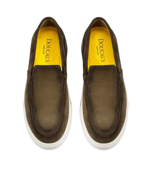 Doucal's Brown Leather Loafers for men