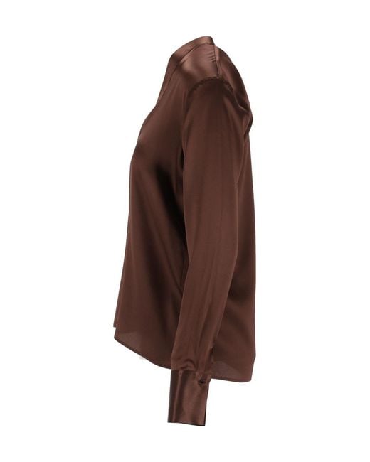 Al Duca D'aosta Brown Long-Sleeve V-Neck Top