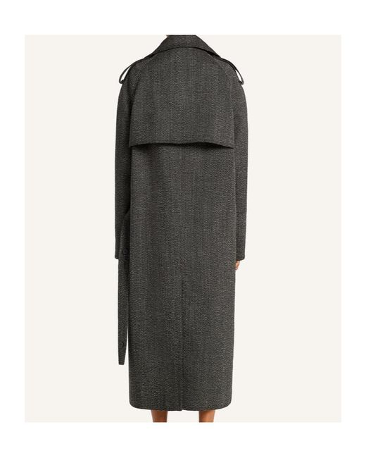 Courreges Black Asymmetric-Collar Long Coat for men