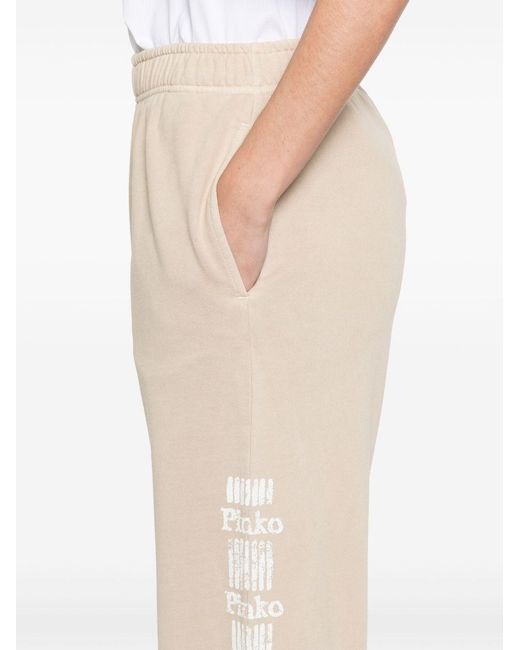 Pinko White Logo Print Jogger Pants