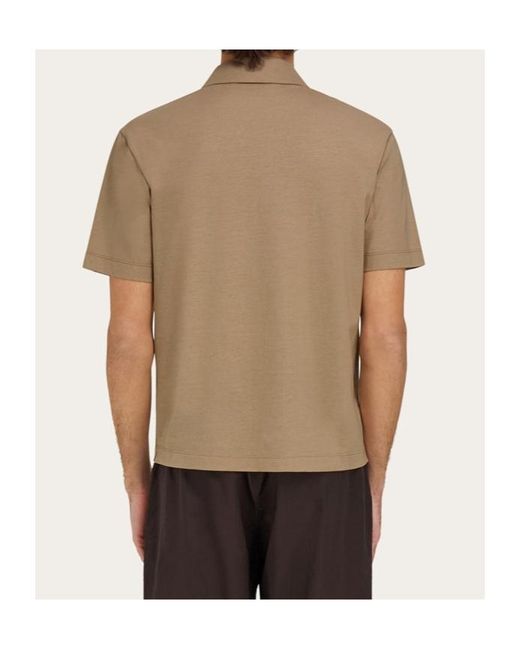 Ferragamo Natural Ferragamo Short-Sleeved Crewneck Polo Shirt for men
