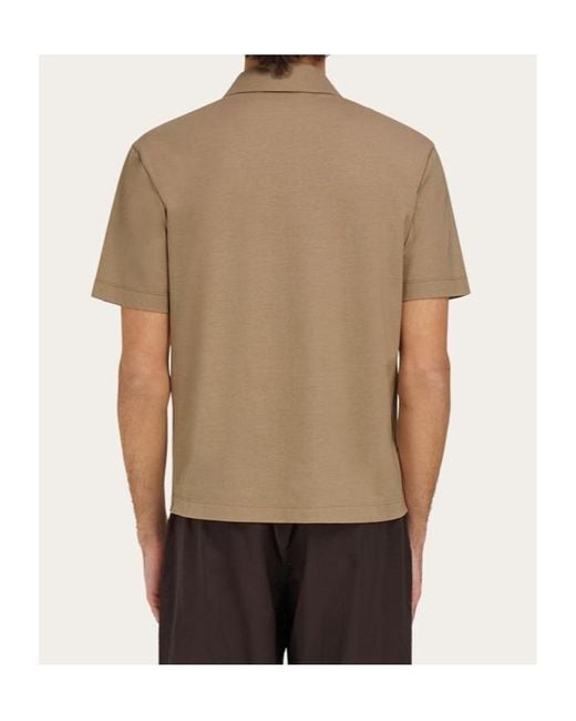Ferragamo Natural Ferragamo Short-Sleeved Crewneck Polo Shirt for men