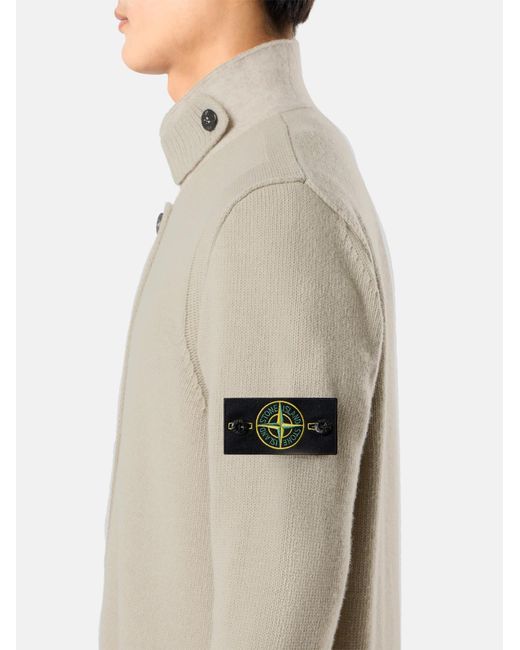 Stone Island Natural Logo Patch Buttoned Cardigan for men