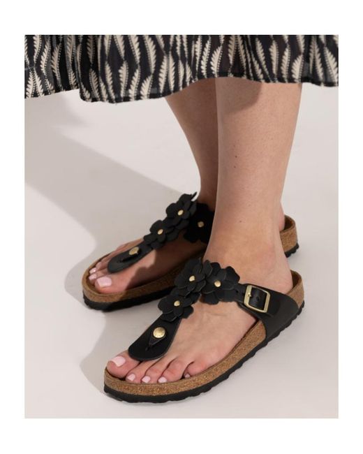 Birkenstock Brown Gizeh Flowers Toe-Post Sandals