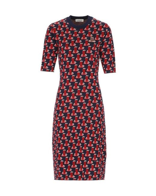 Lanvin Red Knitted Long Dress