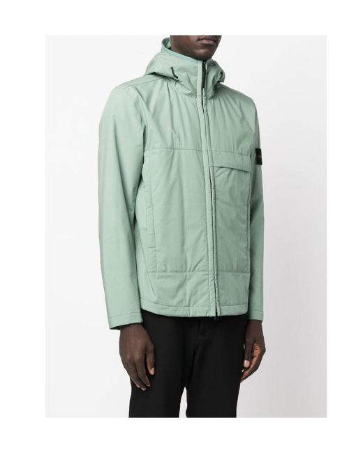 Stone Island Green Logo-Patch Jacket for men