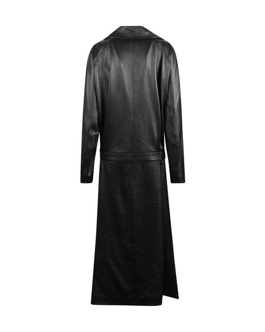 Balenciaga Black Leather Trench Coat