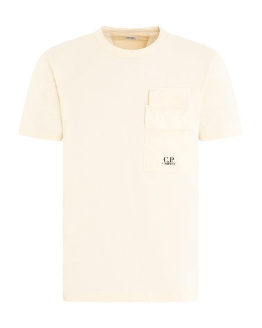 C P Company Natural Flap-Pocket Cotton T-Shirt for men