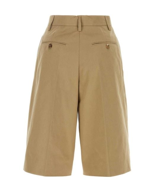Prada Natural Pleated Bermuda Shorts