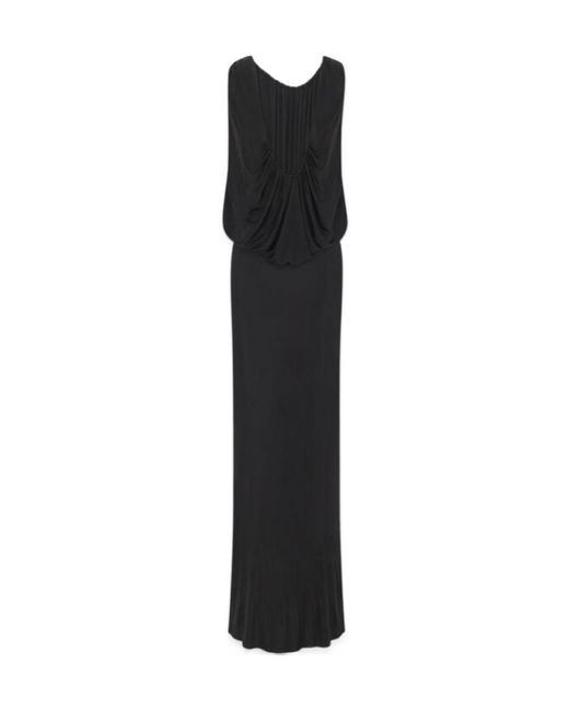 Saint Laurent Black Pleated Sleeveless Maxi Dress