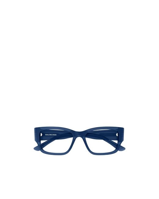 Balenciaga Blue Eyewear Rectangle Frame Glasses for men