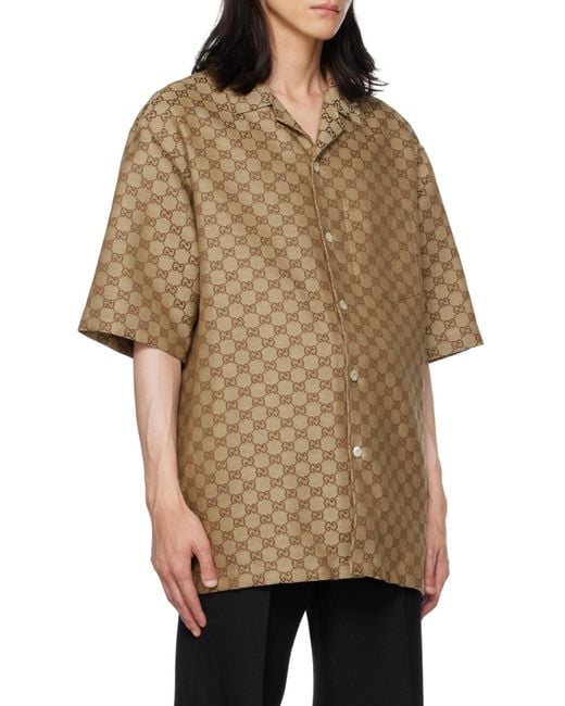 Gucci Brown Gg Supreme Oversized Shirt for men