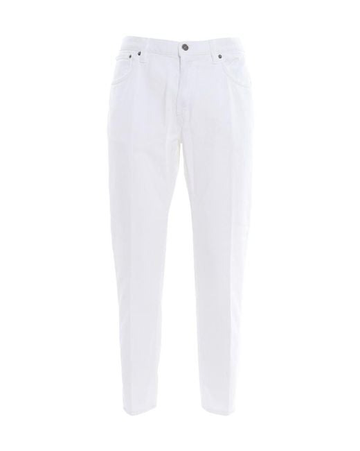 Dondup White Straight Leg Jeans for men