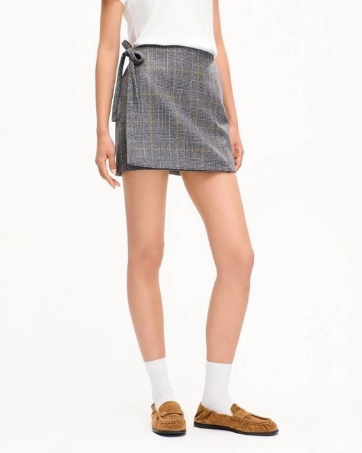 KENZO Gray Checks' Wrap Short Skirt