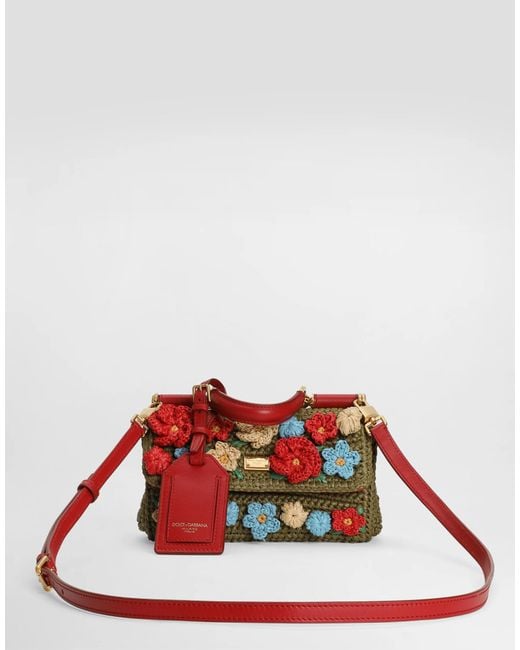 Dolce & Gabbana Red My Sicily Crochet Handbag