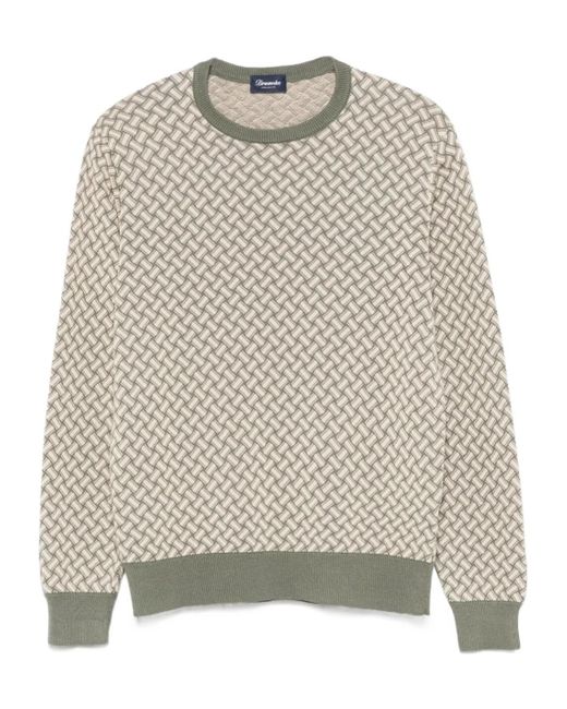 Drumohr Gray Patterned-Intarsia Sweater for men