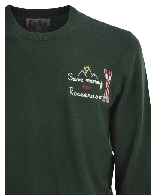 Mc2 Saint Barth Green Logo Embroidered Jumper for men