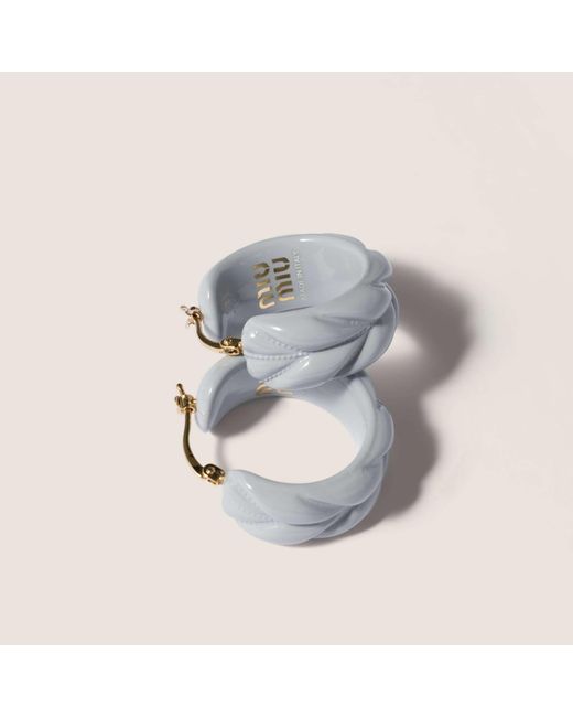 Miu Miu White Matelassé Earrings