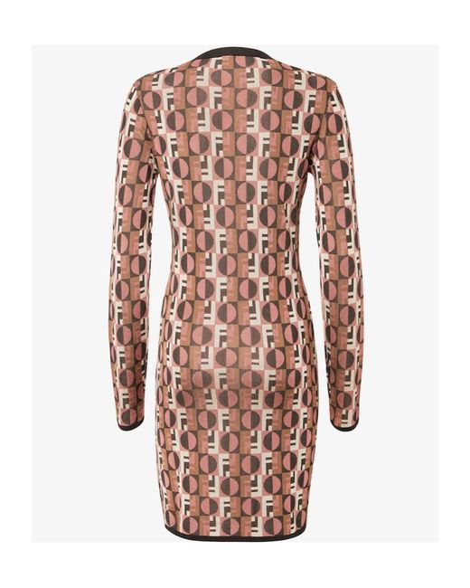 Fendi Multicolor Optical Archive Print Long-Sleeve Mini Dress