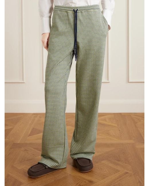 Marni Green Checked Jersey Wide-Leg Pants