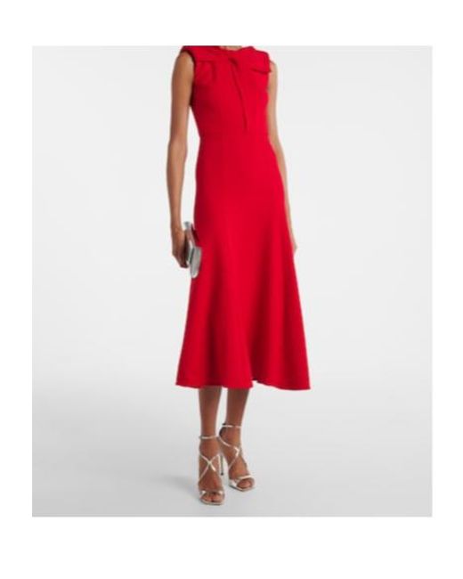 Roland Mouret Red Wool Crêpe Midi Dress