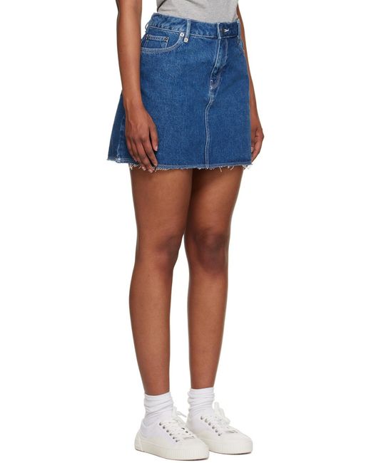 A.P.C. Blue Raw-Hem Denim Miniskirt