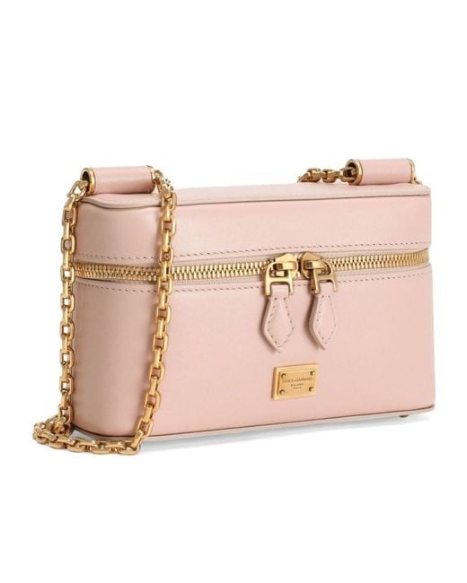 Dolce & Gabbana Pink Sicily Logo Plaque Crossbody Bag