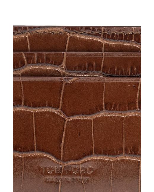 Tom Ford Brown Logo Debossed Card Holder for men