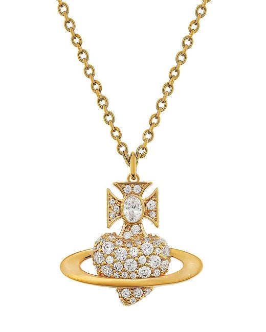 Vivienne Westwood White Agnatha Bas Relief Pavé Pendant Necklace