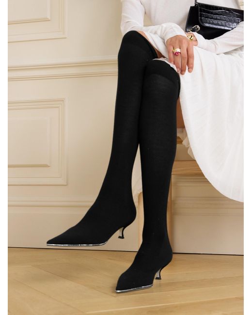 Rene Caovilla Black 40Mm Above-Knee Boots