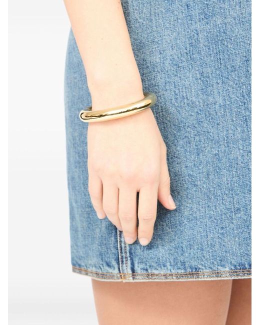 Mm6 Bangle Rings MM6 by Maison Margiela Logo Detailed Bangle in Metallic | Lyst
