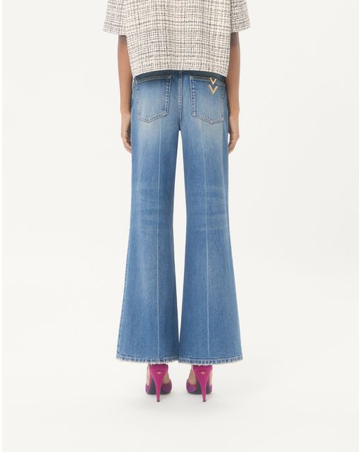 Valentino Blue Button Detailed Flared Jeans