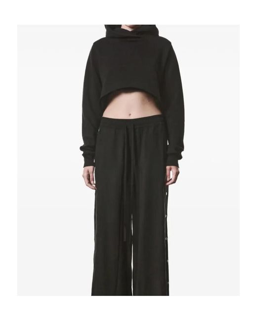Thom Krom Black Cropped Cotton Hoodie