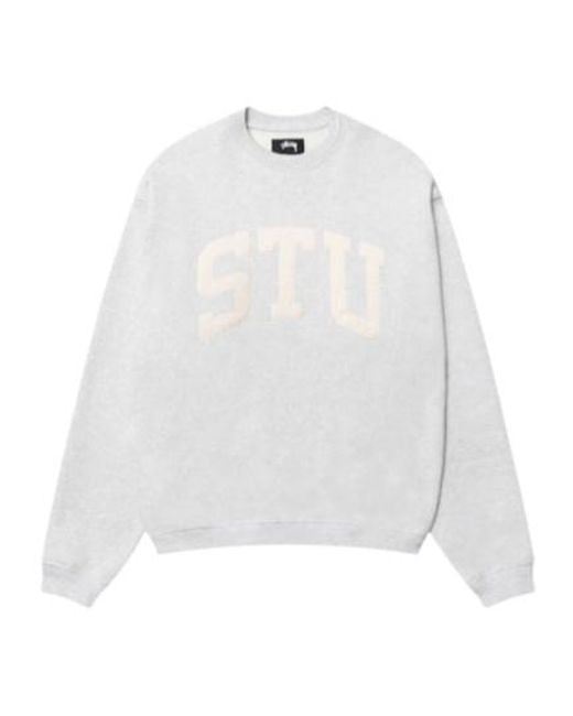 Stussy White Stüssy Stu Relaxed Crewneck Sweatshirt for men