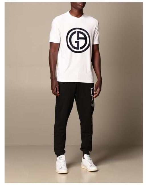 Giorgio Armani White Logo Print T-Shirt for men