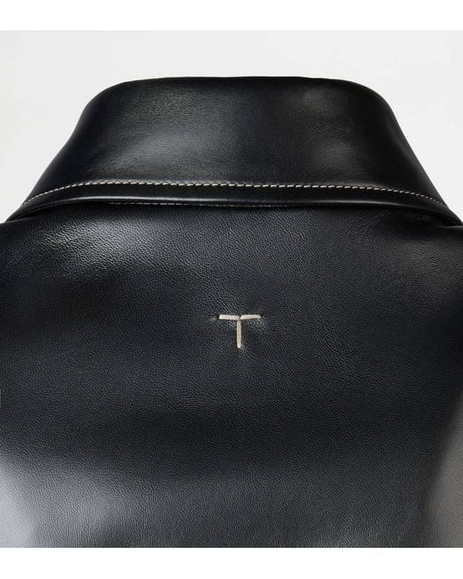 Tod's Black Cropped Leather Bomber Jacket
