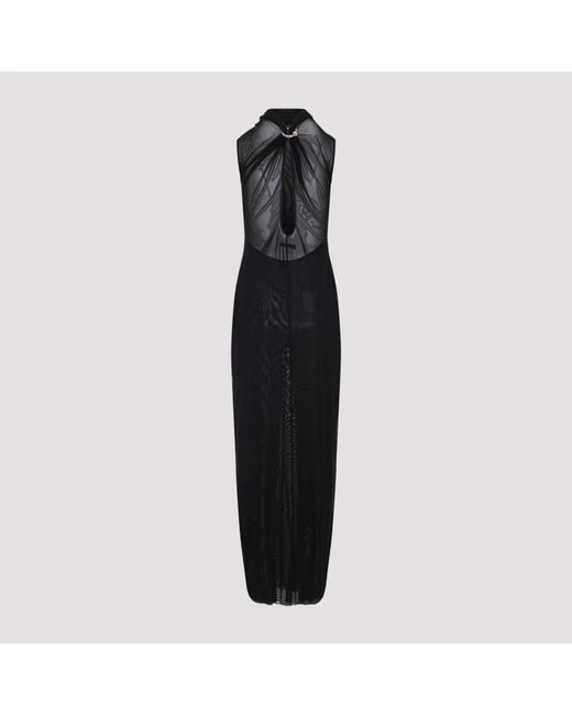 Jean Paul Gaultier Black Sequin-Embellished Mesh Maxi Dress