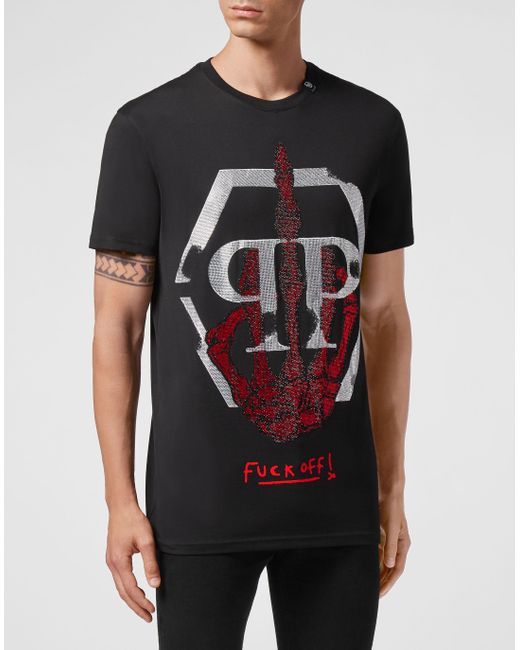 Philipp Plein Black Logo Details T-Shirt for men